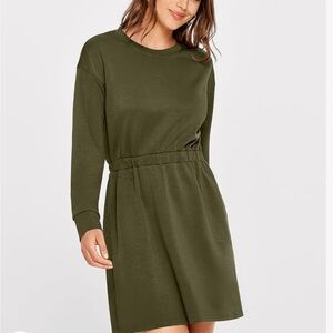 Amazon Essentials Olive Green Women's Knit
Waisted Sweatshirt Dress